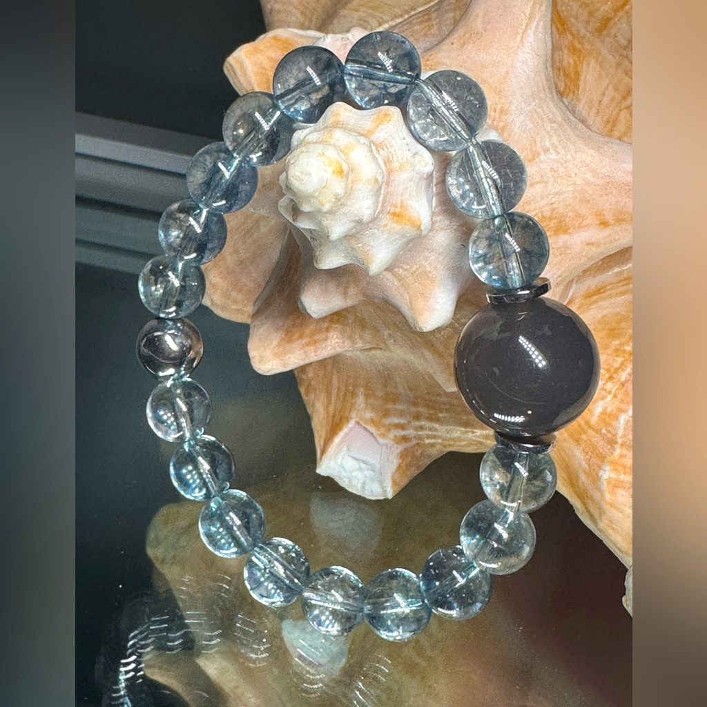 Blue Topaz-Zimbabwe + Agate Natural Bracelet Size 7”